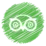 Icono circular verde con una cara de búho blanca y gafas estilizadas, fondo gris oscuro.